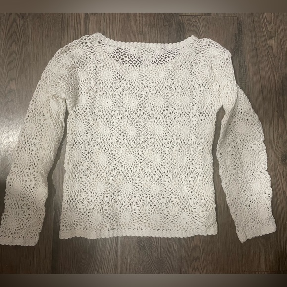 ESPRIT Collection Sweater White Crocheted Lace, Size M - Picture 3 of 4